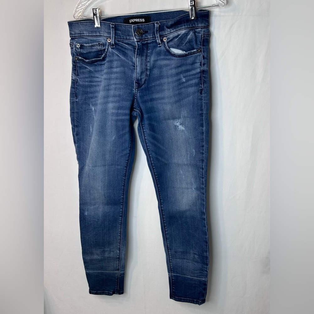 Express Women’s MidRise REPREVE Ankle Legging Dark Washed Jean Blue Size 6R